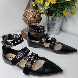 Zara Basic Black 3 Adj. Buckles Pointed toe Flats